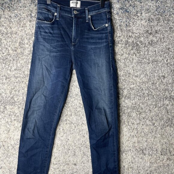 AGOLDE Jeans Womens 25 Skinny High Rise Stretch Distressed Raw Hem Made in USA - Picture 1 of 10